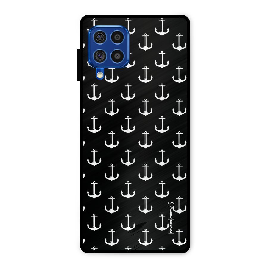 White And Black Anchor Pattern Metal Back Case for Galaxy F62