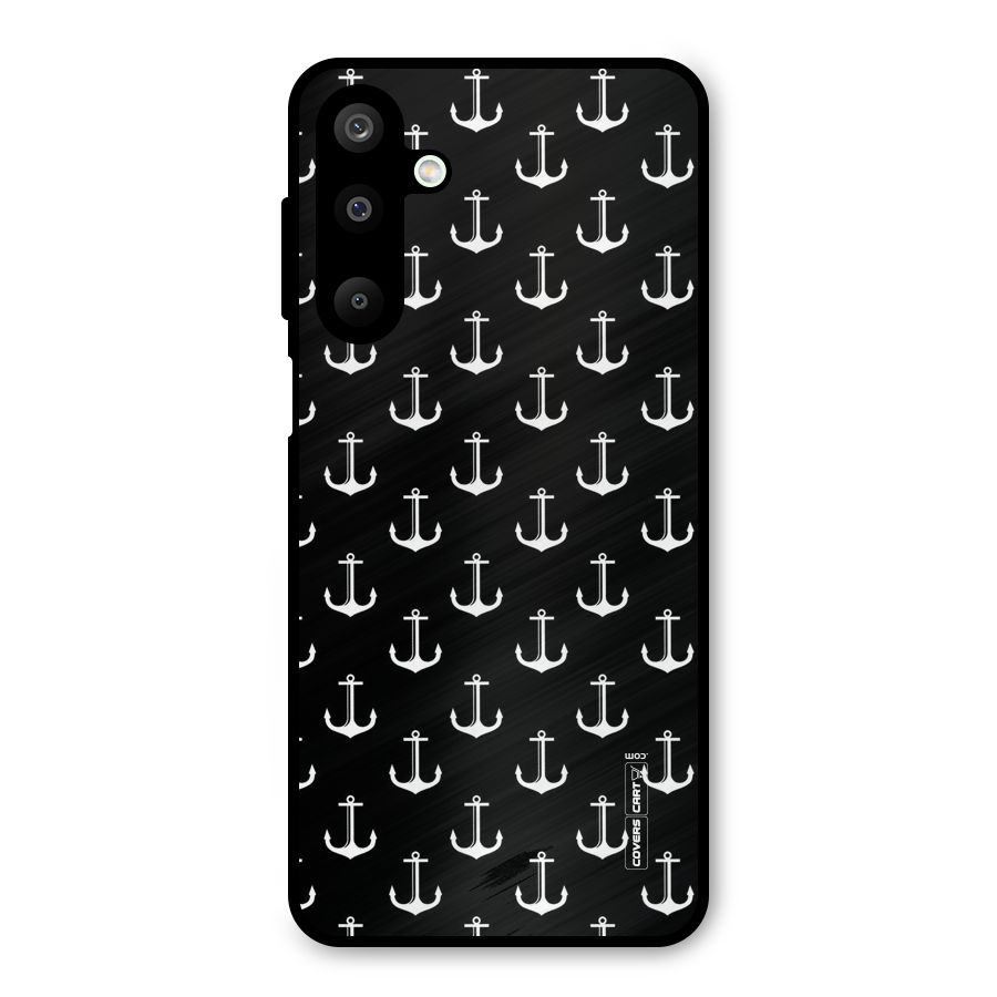 White And Black Anchor Pattern Metal Back Case for Galaxy M16