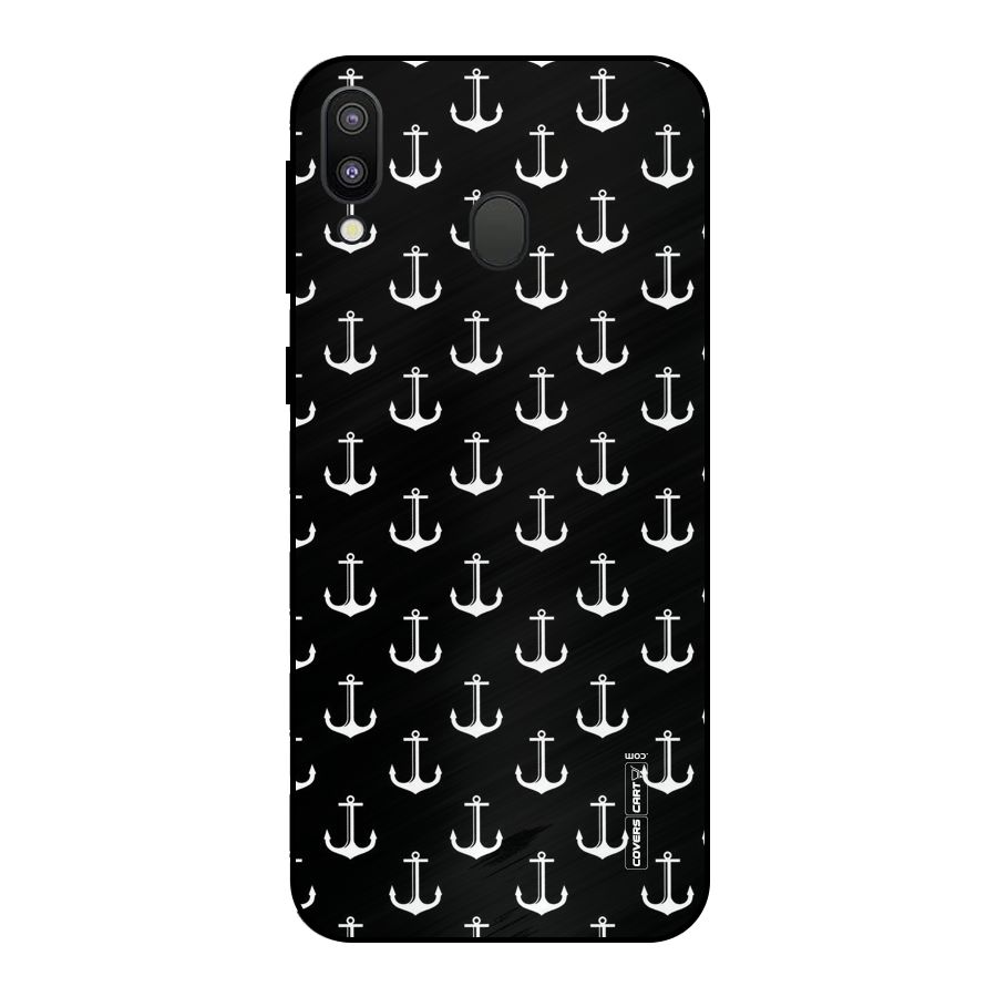 White And Black Anchor Pattern Metal Back Case for Galaxy M20