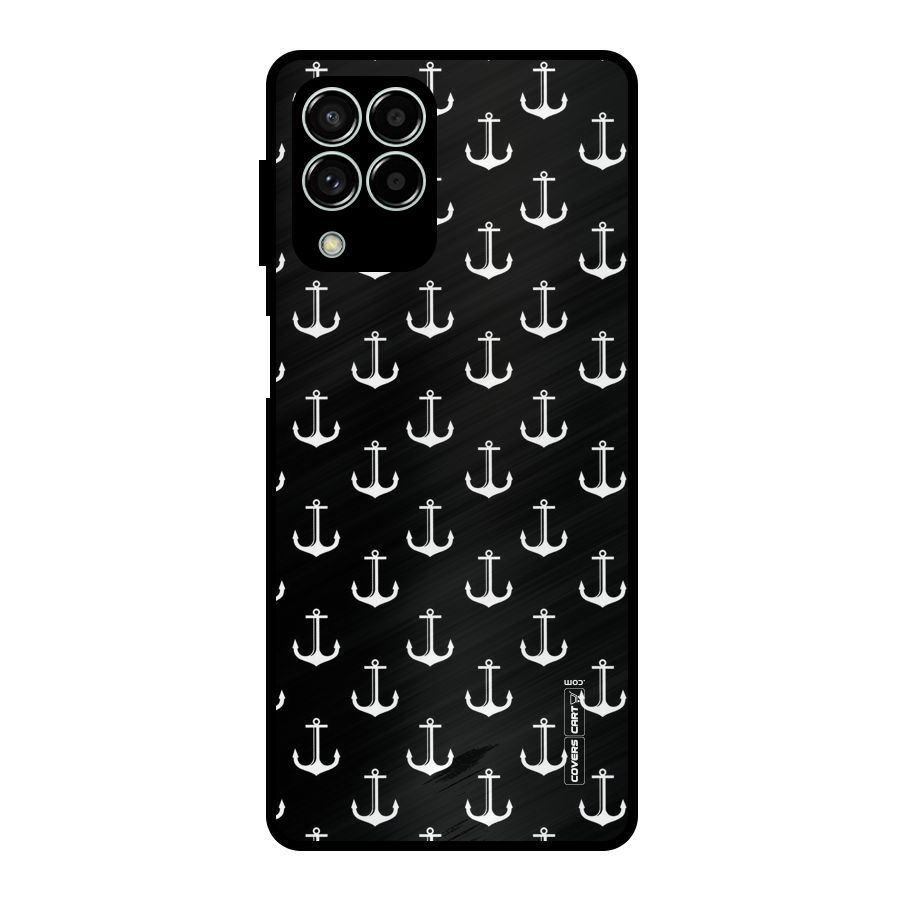 White And Black Anchor Pattern Metal Back Case for Galaxy M33