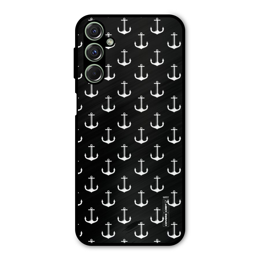 White And Black Anchor Pattern Metal Back Case for Galaxy M34