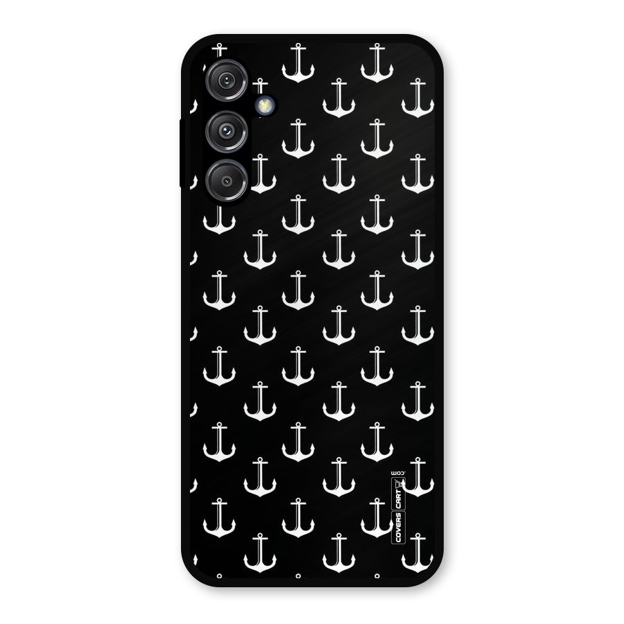 White And Black Anchor Pattern Metal Back Case for Galaxy M34 5G