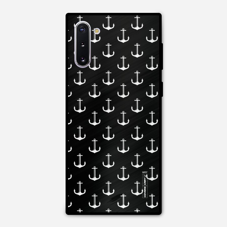 White And Black Anchor Pattern Metal Back Case for Galaxy Note 10