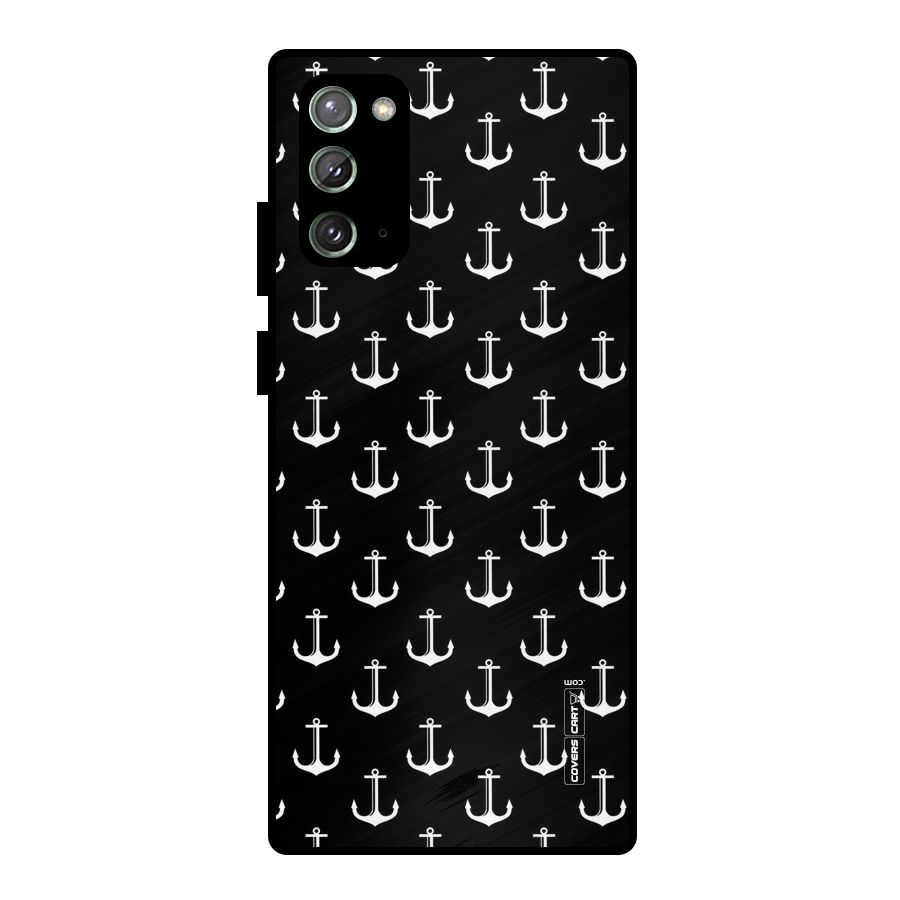 White And Black Anchor Pattern Metal Back Case for Galaxy Note 20
