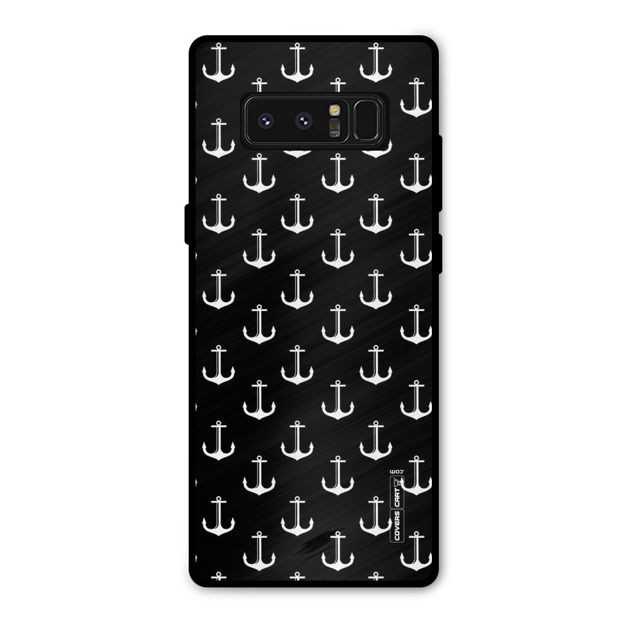 White And Black Anchor Pattern Metal Back Case for Galaxy Note 8