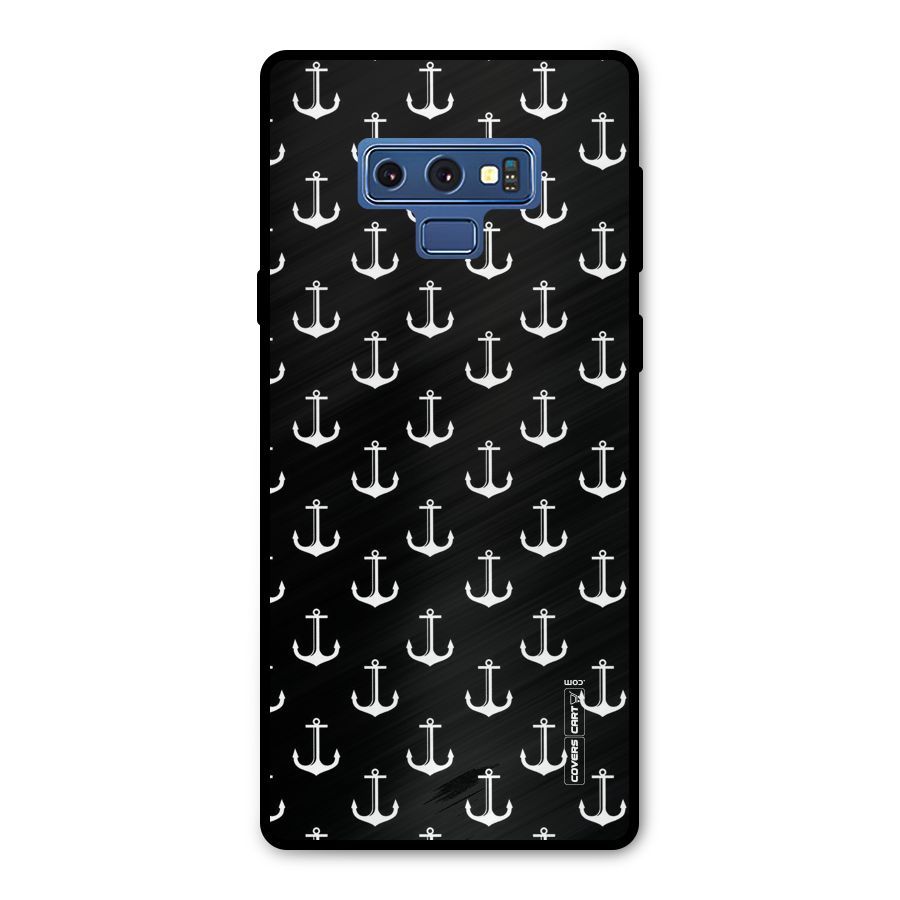 White And Black Anchor Pattern Metal Back Case for Galaxy Note 9