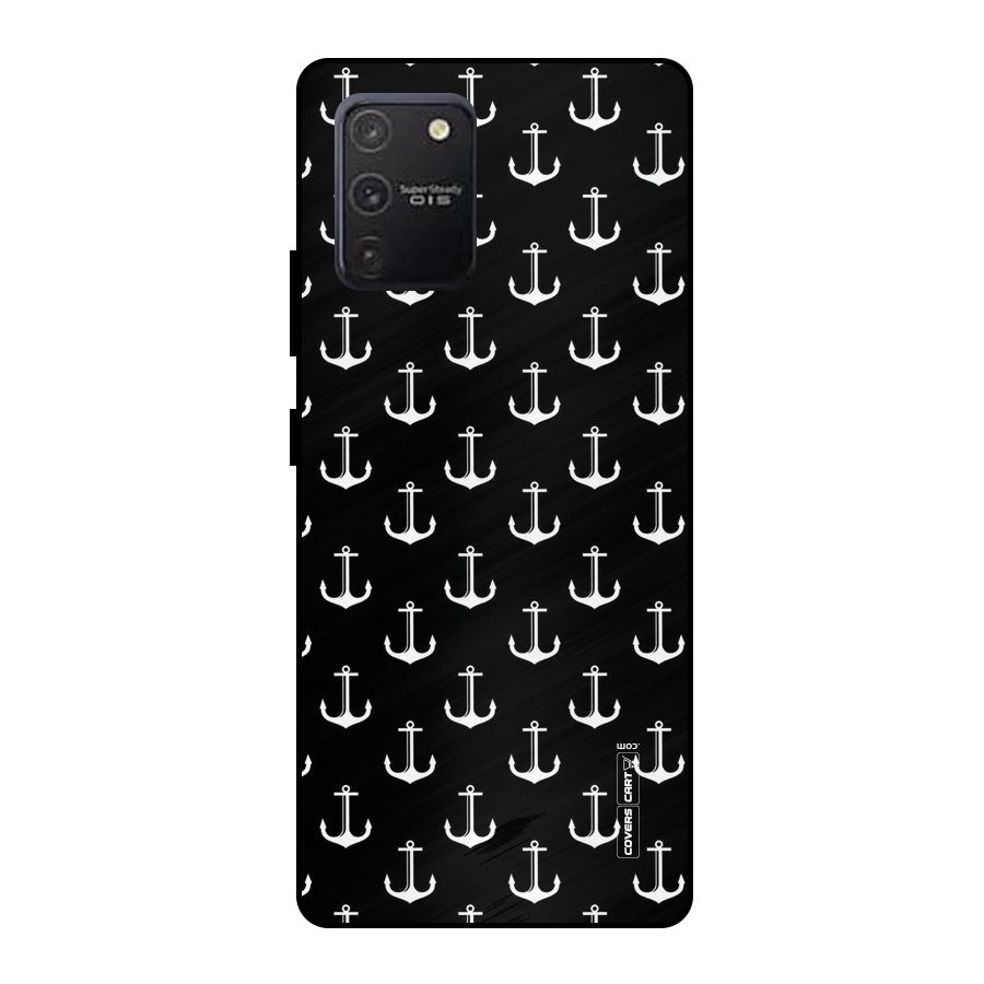 White And Black Anchor Pattern Metal Back Case for Galaxy S10 Lite