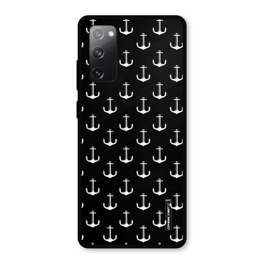 White And Black Anchor Pattern Metal Back Case for Galaxy S20 FE 5G