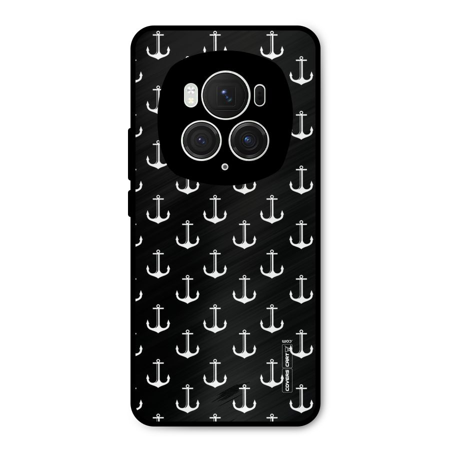 White And Black Anchor Pattern Metal Back Case for Honor Magic6 Pro