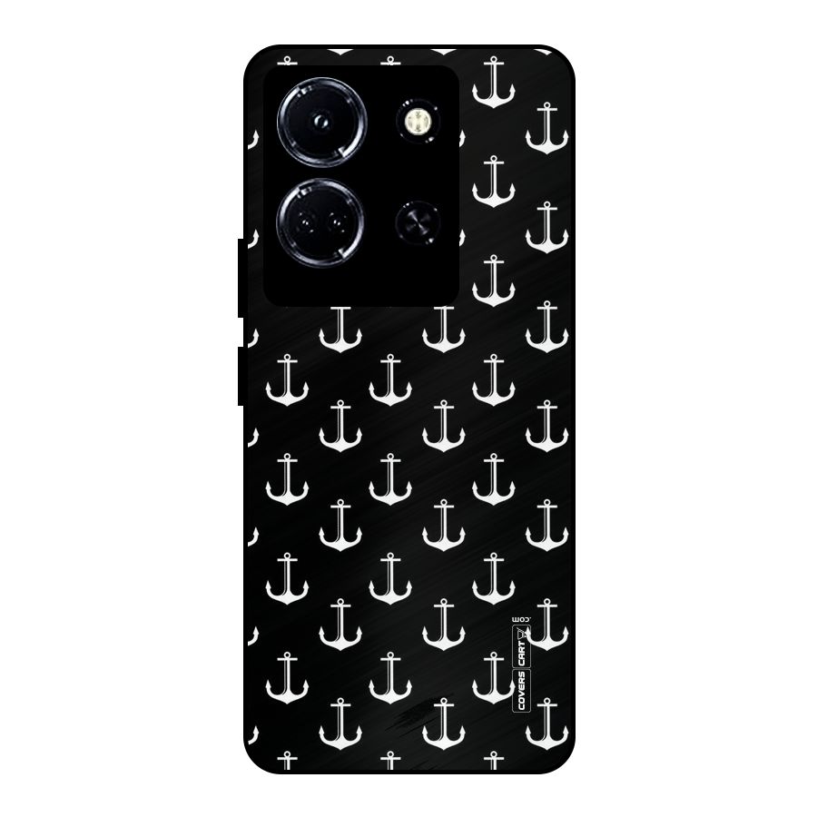 White And Black Anchor Pattern Metal Back Case for Infinix Note 30 5G