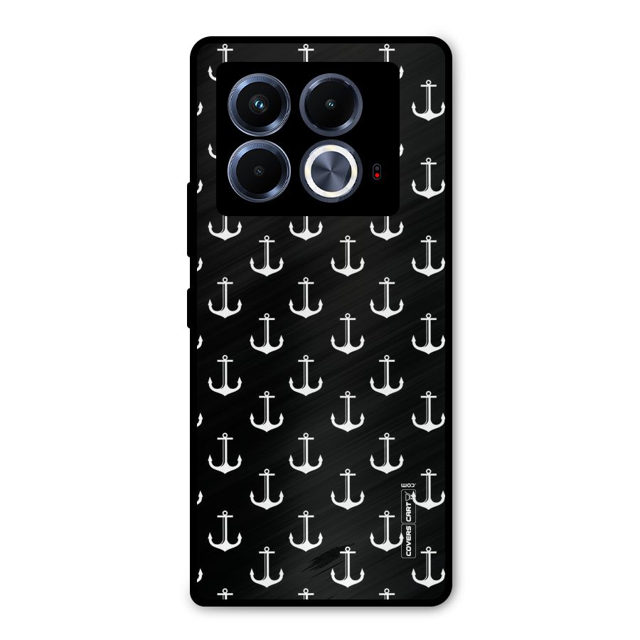 White And Black Anchor Pattern Metal Back Case for Infinix Note 40 5G