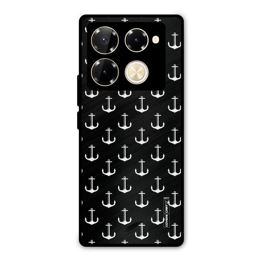 White And Black Anchor Pattern Metal Back Case for Infinix Note 40 Pro