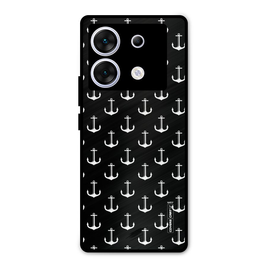 White And Black Anchor Pattern Metal Back Case for Infinix Zero 30 5G