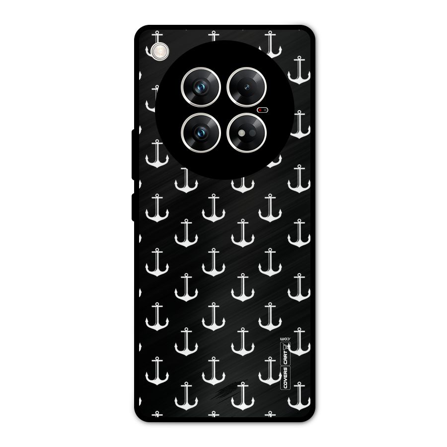 White And Black Anchor Pattern Metal Back Case for Infinix Zero 40 5G