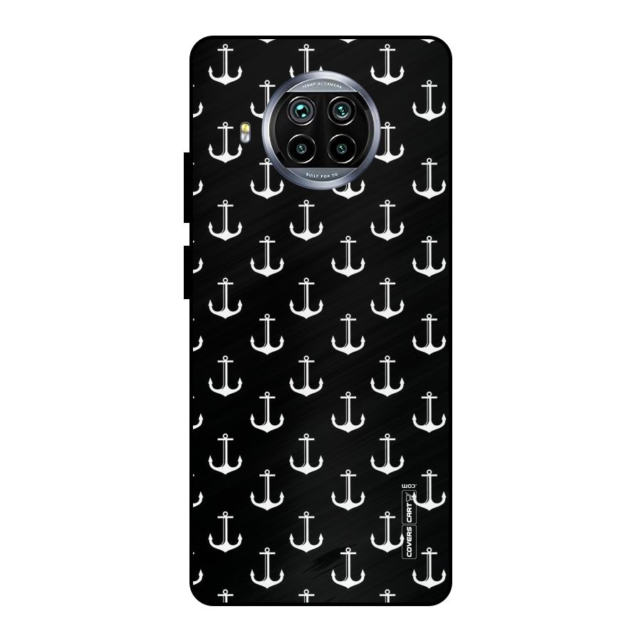 White And Black Anchor Pattern Metal Back Case for Mi 10i
