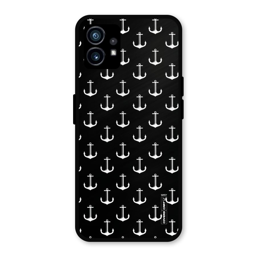 White And Black Anchor Pattern Metal Back Case for Nothing Phone 1