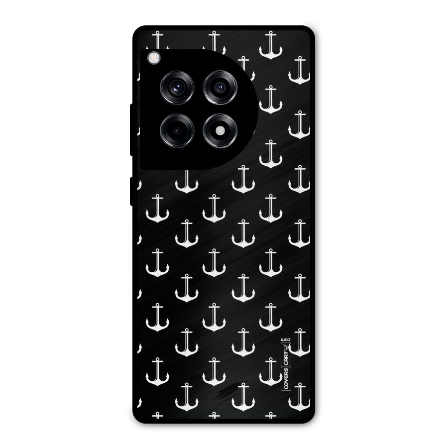 White And Black Anchor Pattern Metal Back Case for OnePlus 12R