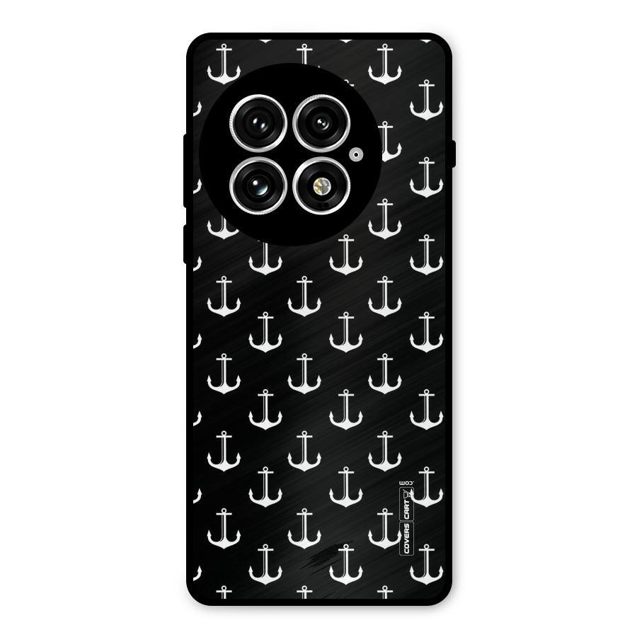 White And Black Anchor Pattern Metal Back Case for OnePlus 13