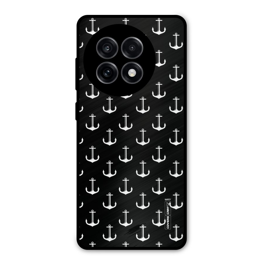 White And Black Anchor Pattern Metal Back Case for OnePlus 13R