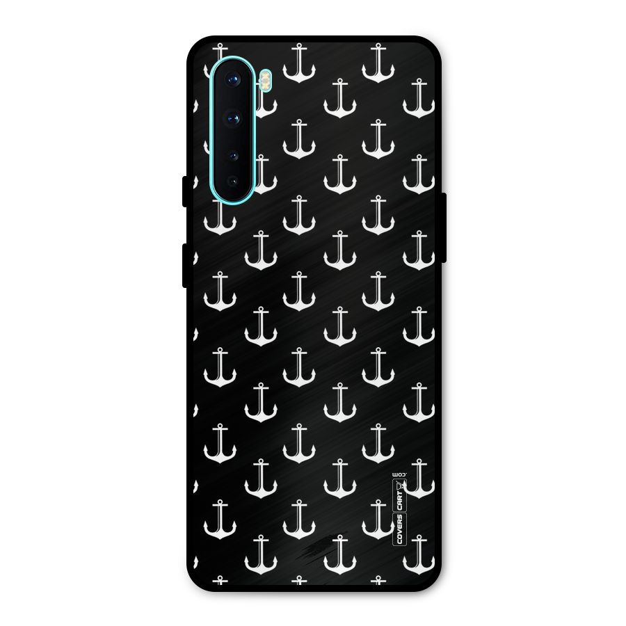 White And Black Anchor Pattern Metal Back Case for OnePlus Nord