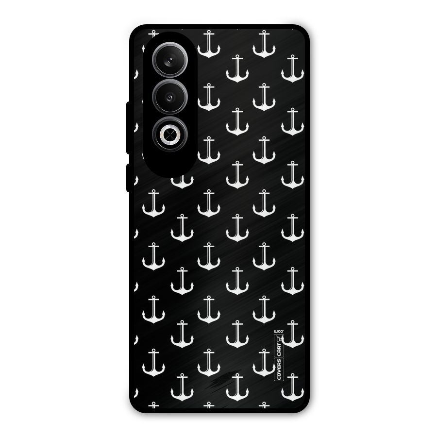 White And Black Anchor Pattern Metal Back Case for OnePlus Nord CE4
