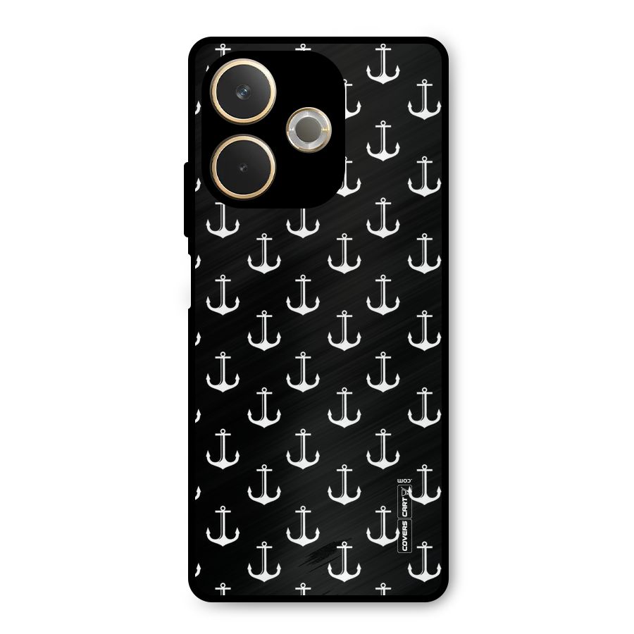 White And Black Anchor Pattern Metal Back Case for Oppo A5 Pro
