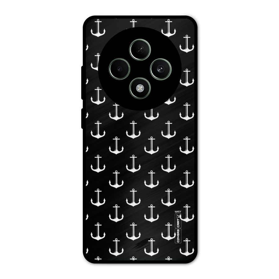 White And Black Anchor Pattern Metal Back Case for Oppo F27