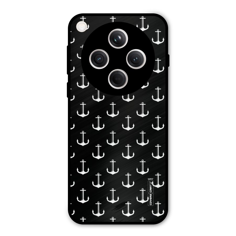 White And Black Anchor Pattern Metal Back Case for Oppo Find X8