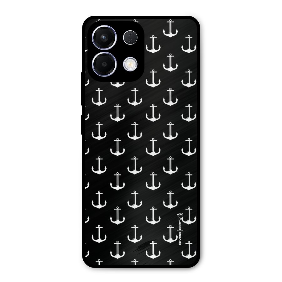 White And Black Anchor Pattern Metal Back Case for Oppo K13