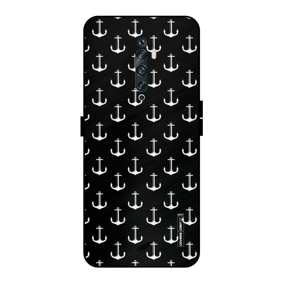 White And Black Anchor Pattern Metal Back Case for Oppo Reno2 Z