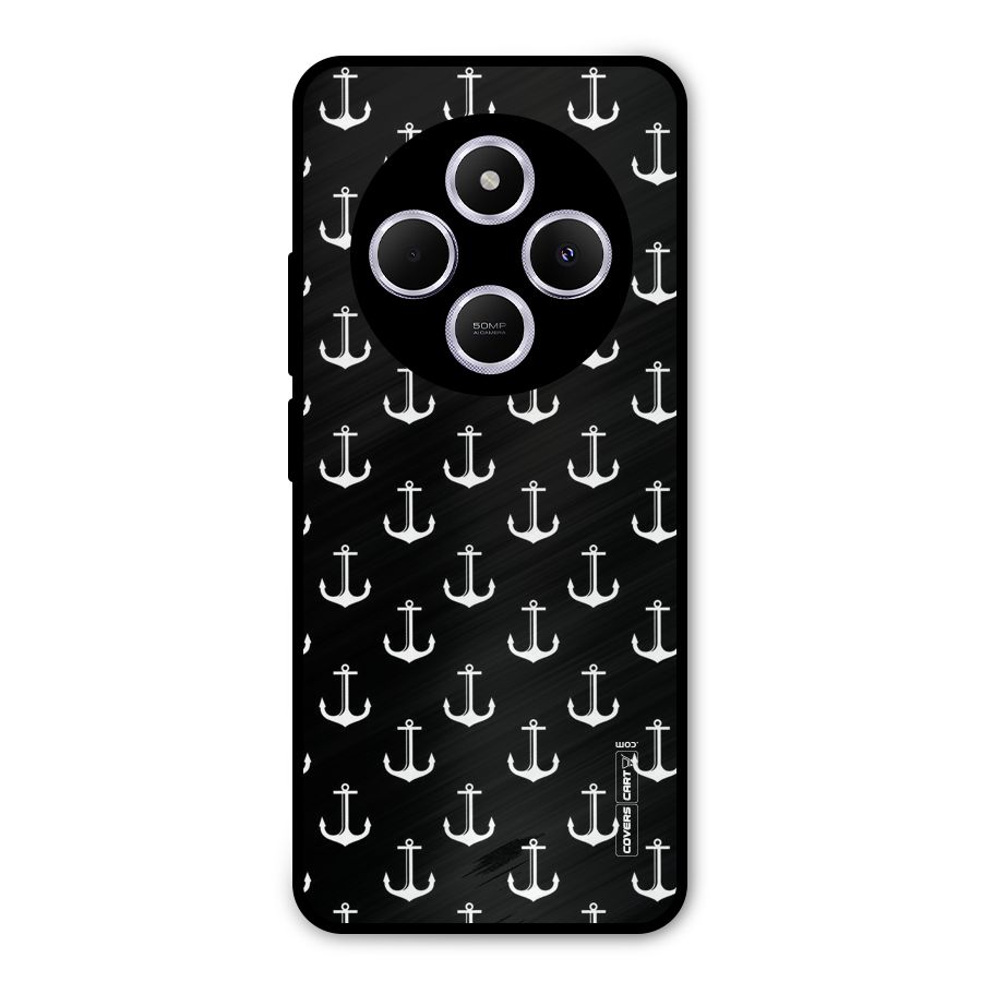 White And Black Anchor Pattern Metal Back Case for Poco M7