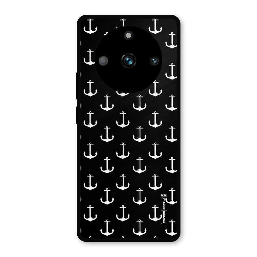 White And Black Anchor Pattern Metal Back Case for Realme 11 Pro Plus