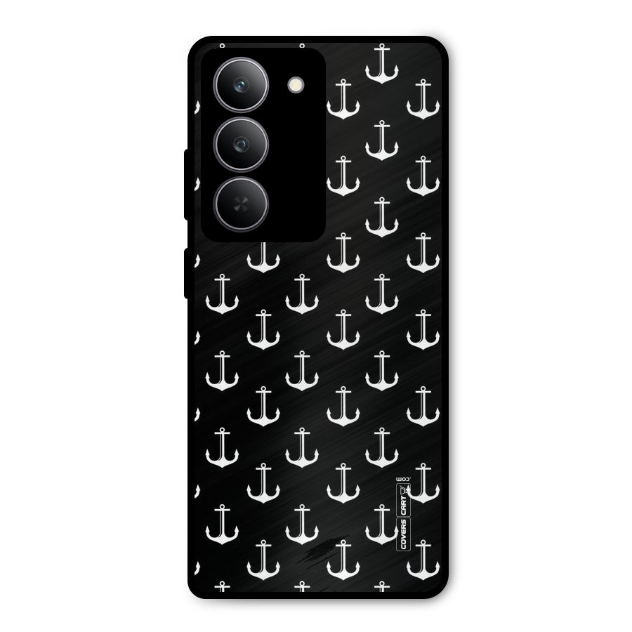 White And Black Anchor Pattern Metal Back Case for Realme 14x