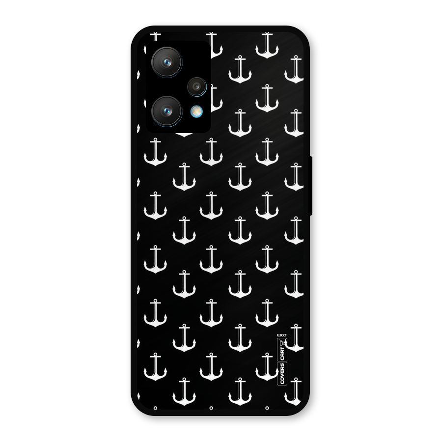 White And Black Anchor Pattern Metal Back Case for Realme 9