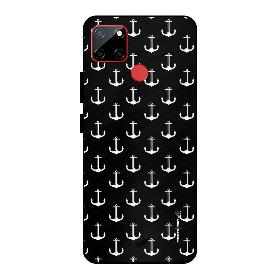White And Black Anchor Pattern Metal Back Case for Realme C12