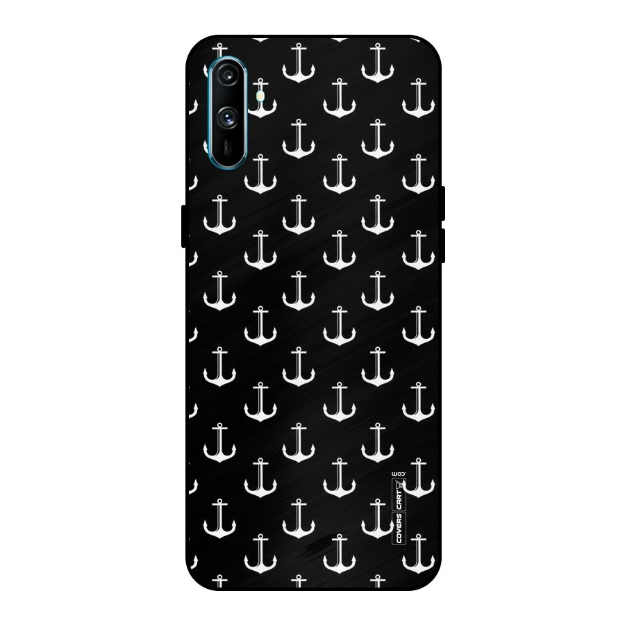 White And Black Anchor Pattern Metal Back Case for Realme C3