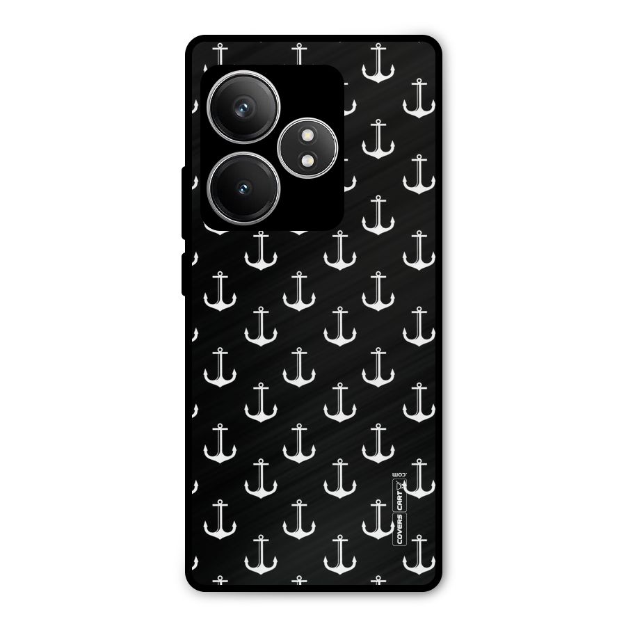 White And Black Anchor Pattern Metal Back Case for Realme GT 6T