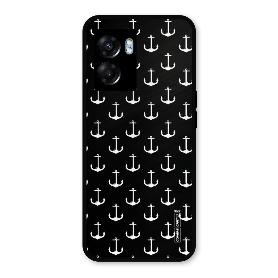 White And Black Anchor Pattern Metal Back Case for Realme Narzo 50 5G