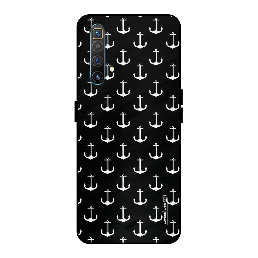 White And Black Anchor Pattern Metal Back Case for Realme X3 SuperZoom