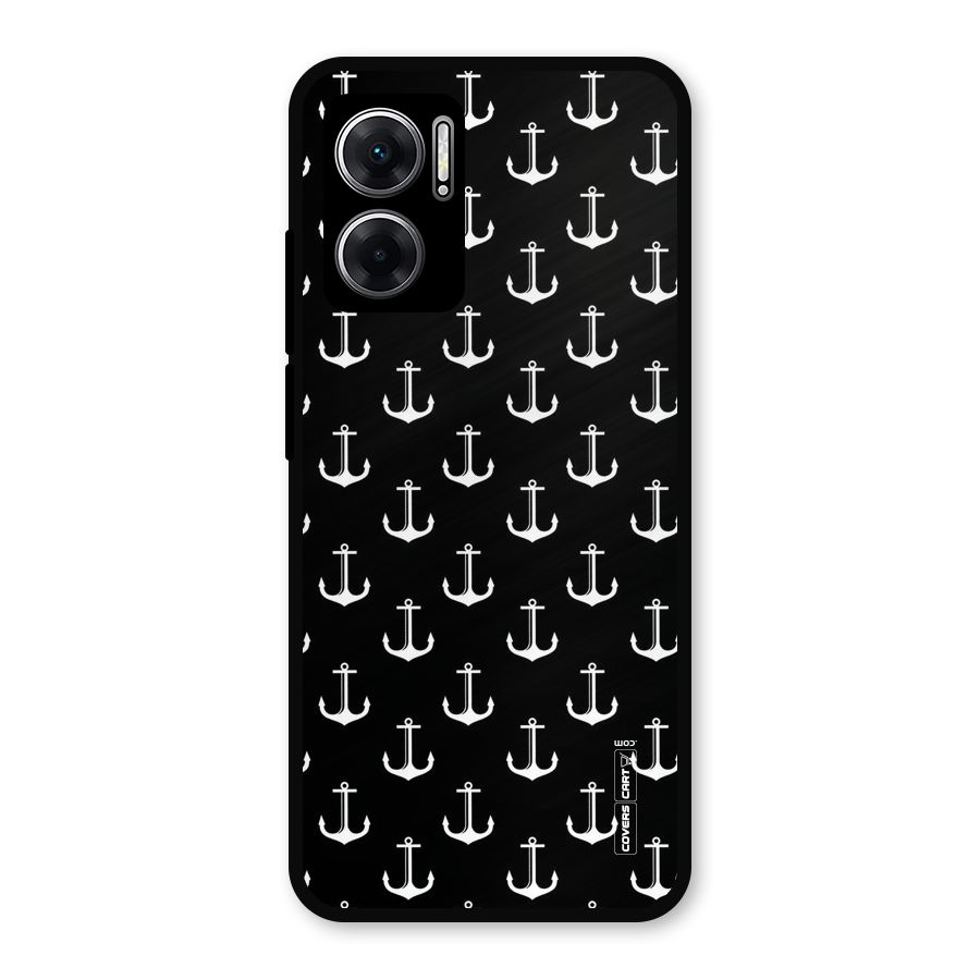 White And Black Anchor Pattern Metal Back Case for Redmi 11 Prime 5G