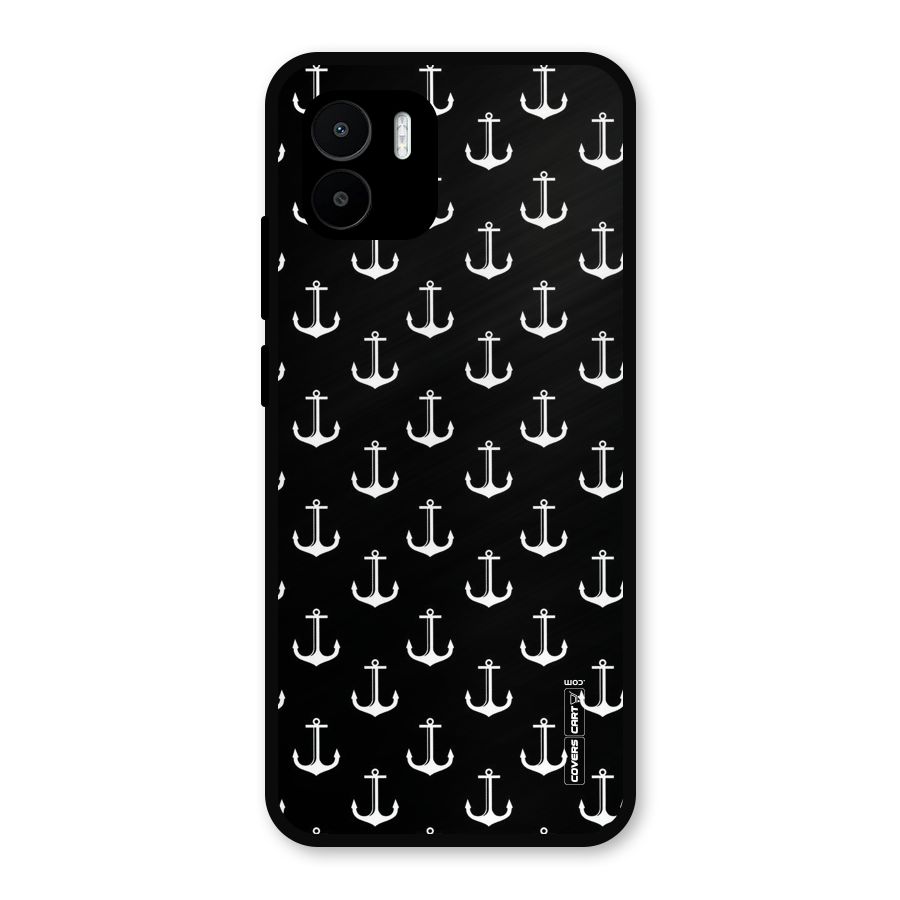 White And Black Anchor Pattern Metal Back Case for Redmi A2