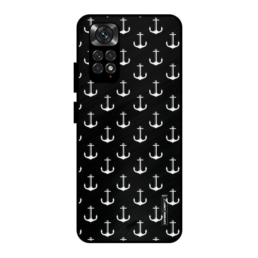 White And Black Anchor Pattern Metal Back Case for Redmi Note 11 Pro Plus 5G