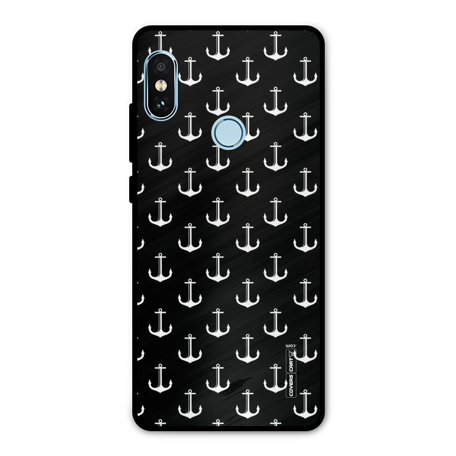 White And Black Anchor Pattern Metal Back Case for Redmi Note 5 Pro