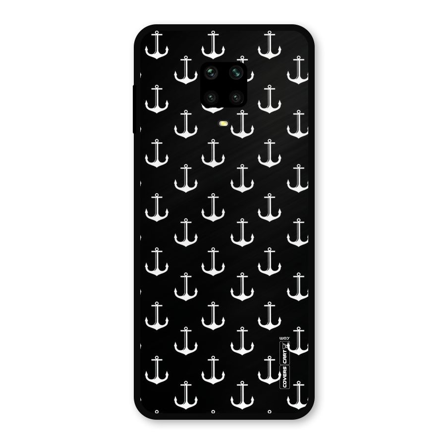 White And Black Anchor Pattern Metal Back Case for Redmi Note 9 Pro