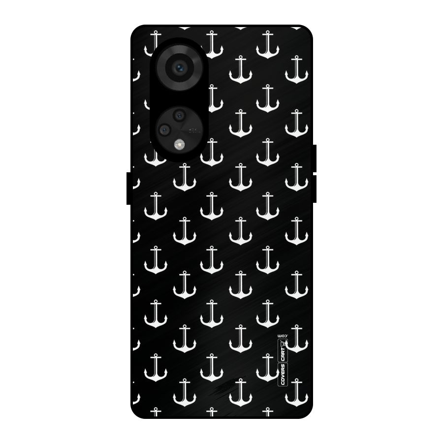 White And Black Anchor Pattern Metal Back Case for Reno8 T 5G