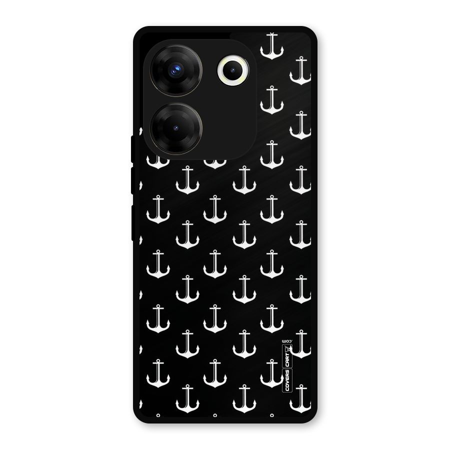 White And Black Anchor Pattern Metal Back Case for Tecno Camon 20