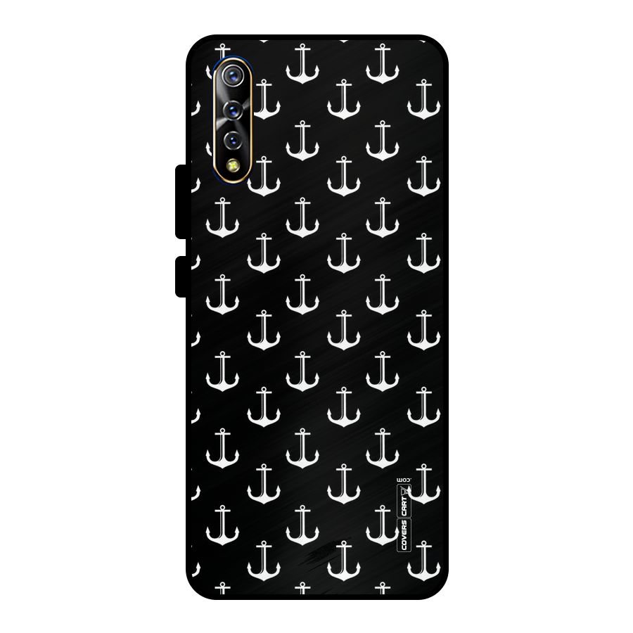 White And Black Anchor Pattern Metal Back Case for Vivo S1