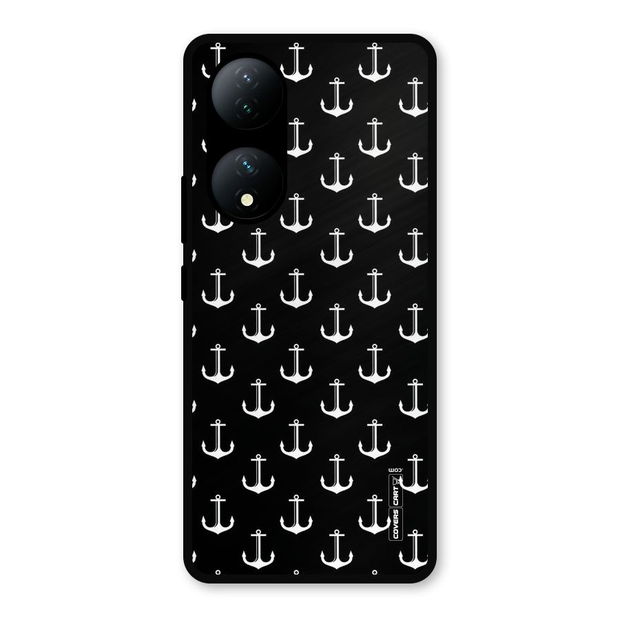 White And Black Anchor Pattern Metal Back Case for Vivo T2