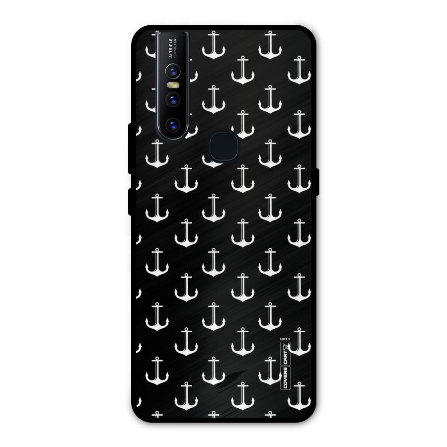 White And Black Anchor Pattern Metal Back Case for Vivo V15