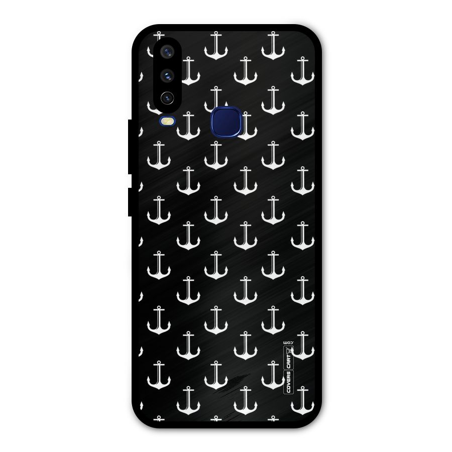 White And Black Anchor Pattern Metal Back Case for Vivo V17